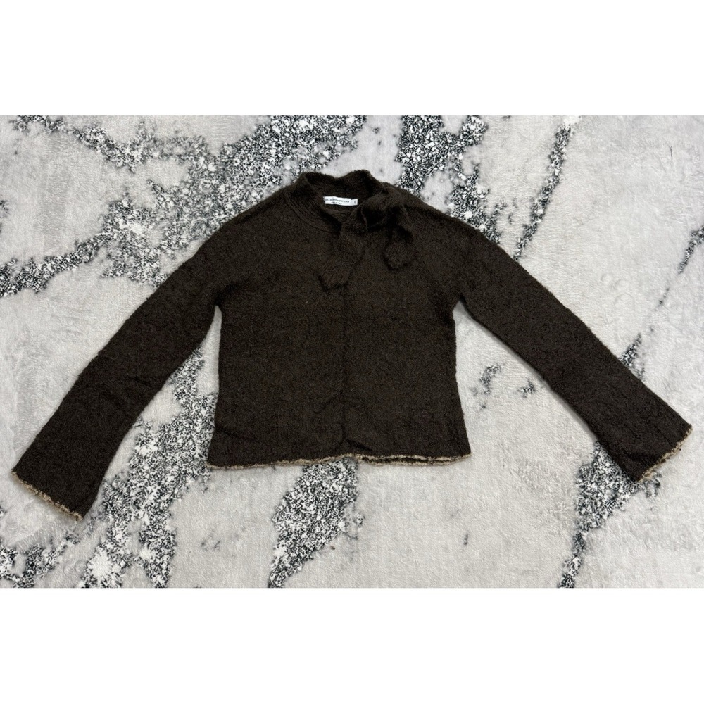 St Ambecco Mohair Blend Sweater Womens L Brown Fuzzy Cropped Sweater Italy